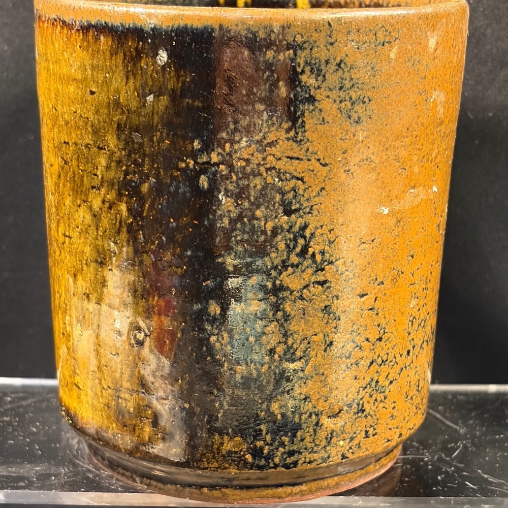 Vintage 1996 Studio Pottery Hand Thrown Ceramic Tumbler Earth Tone Glaze 4in - Picture 1 of 11